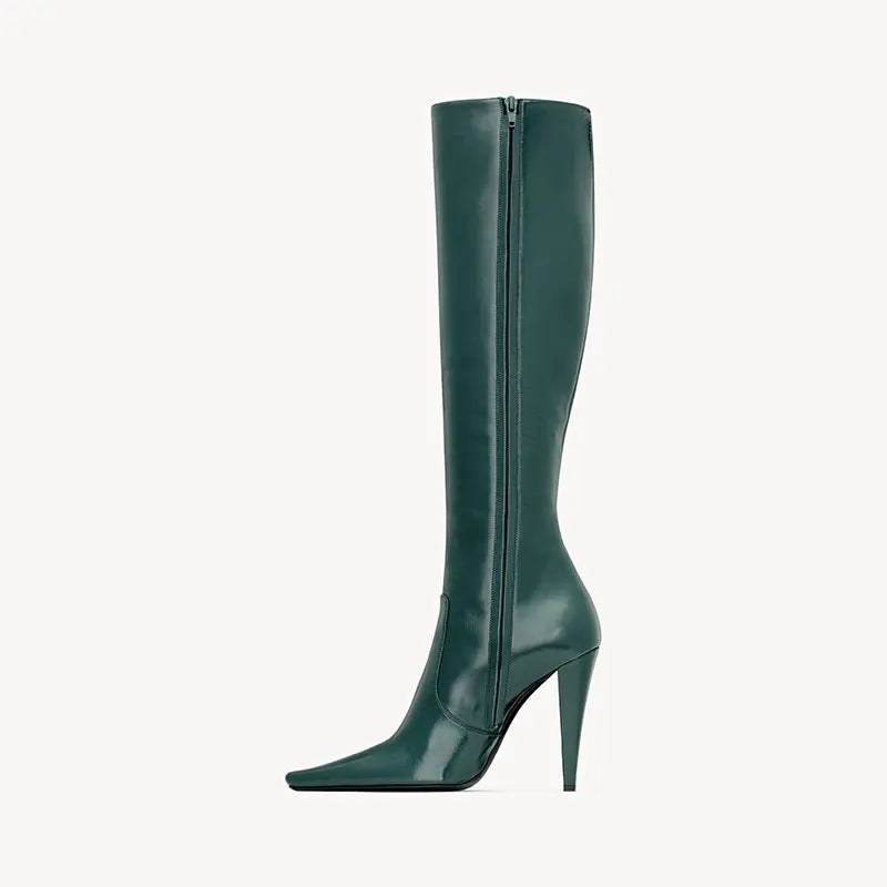 Pointed Toe Knee High Stiletto Heeled Boots for Women