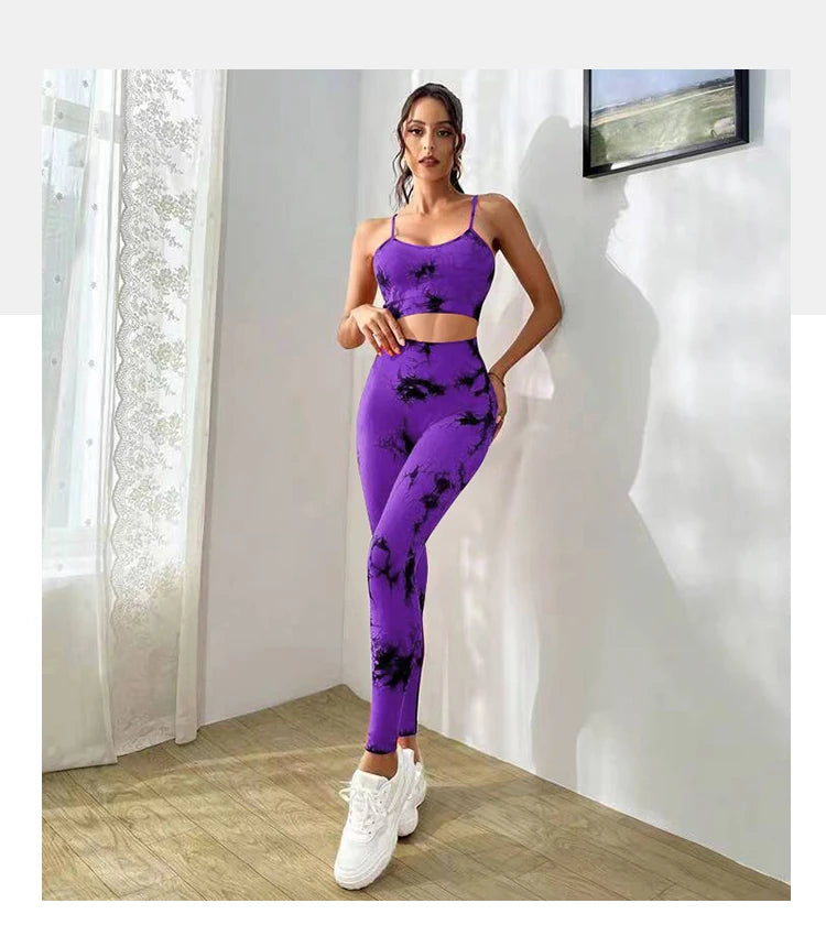 Breathable Tie Dye Yoga Tracksuit Set