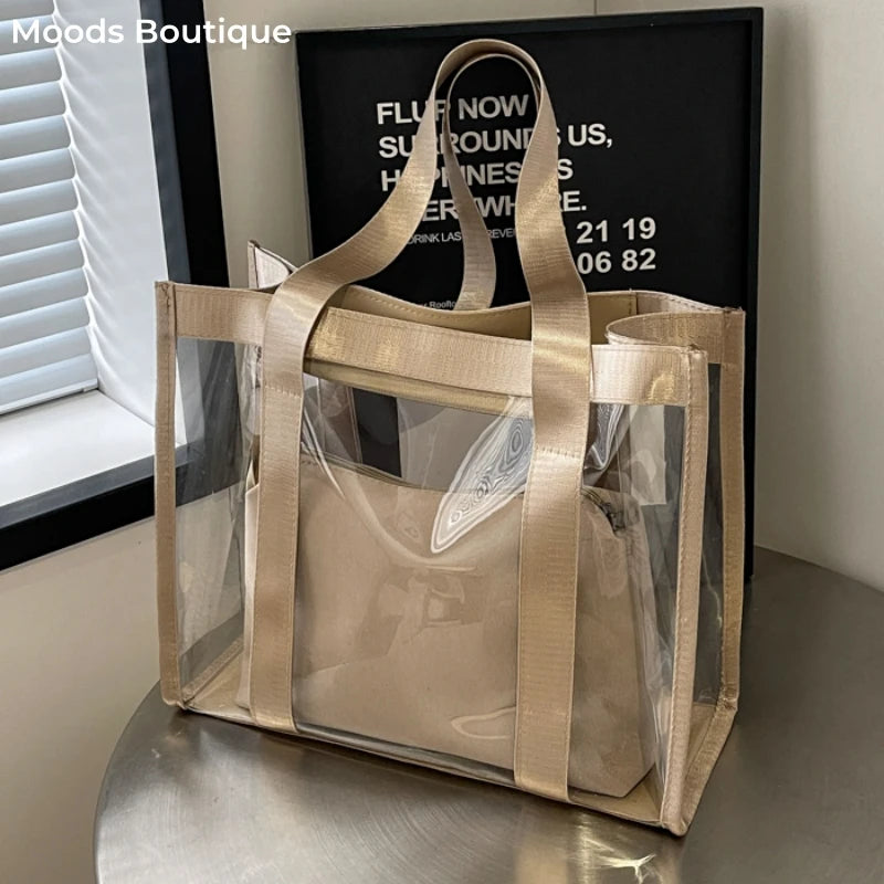 Two In One Transparent PVC Shoulder Bag Set for Women