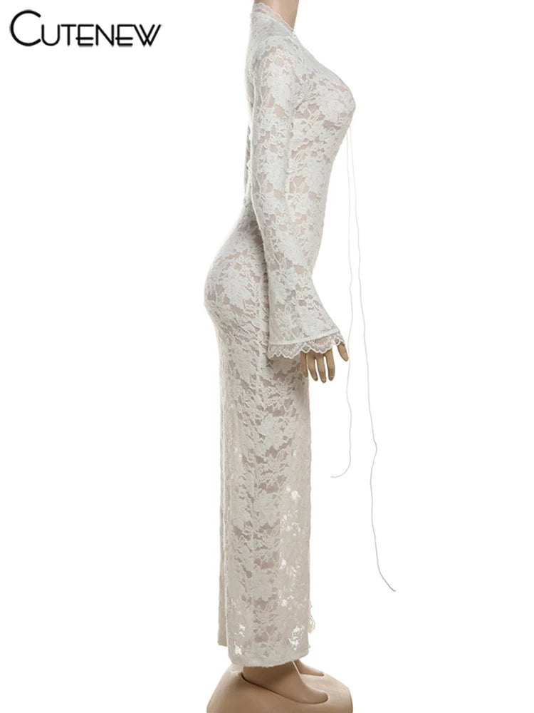 Evening Lace Overlay Maxi Dress