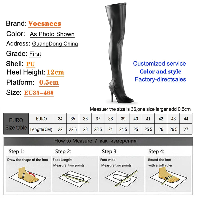 Plus Size Over-The-Knee Leather Stiletto Boots for Women