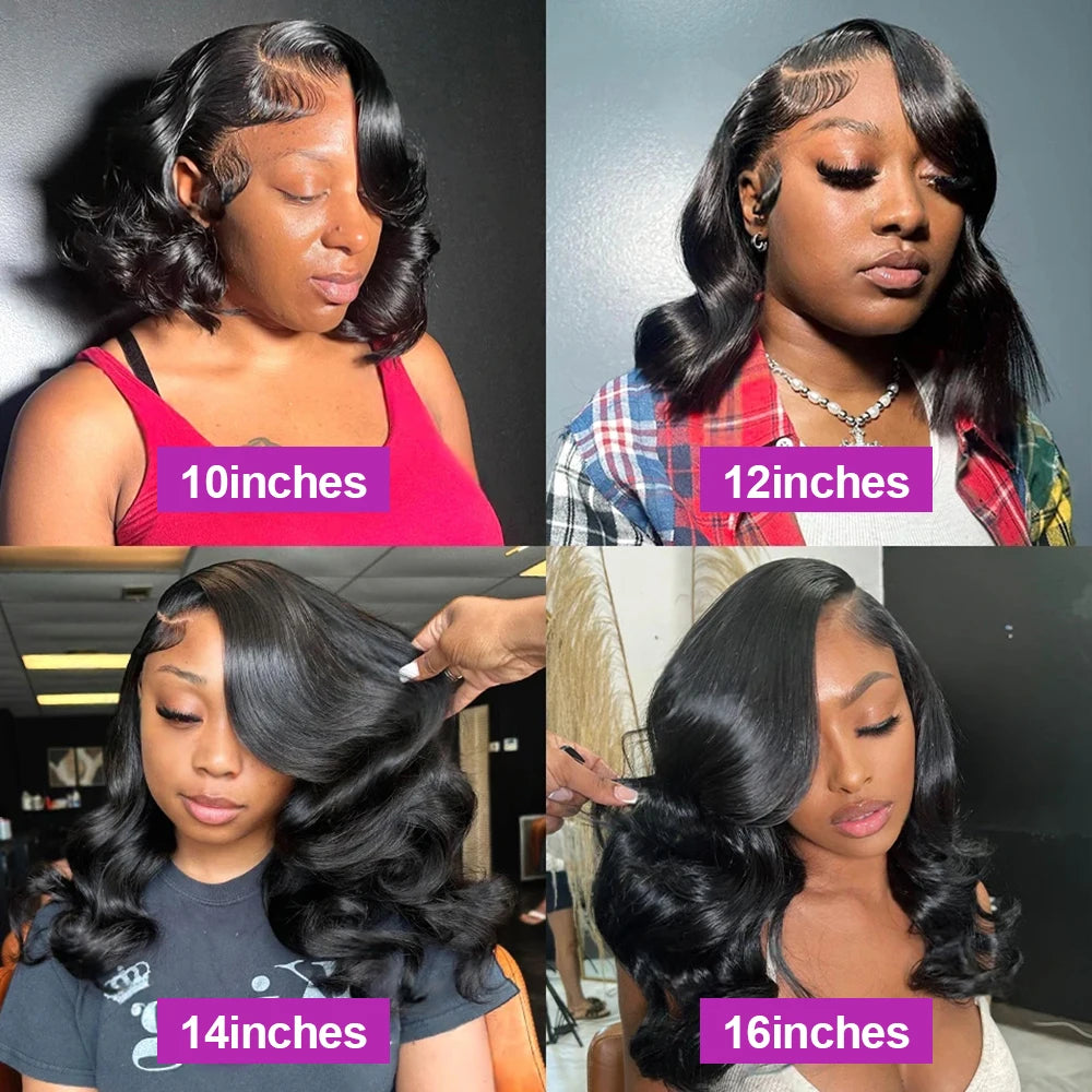 High-Density Body Wave Bob Wig (10–16 Inch Options)