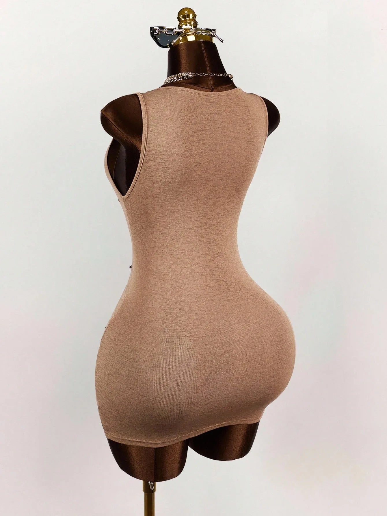 Letter Print Sleeveless Rivet Bodycon Mini Dress for Women