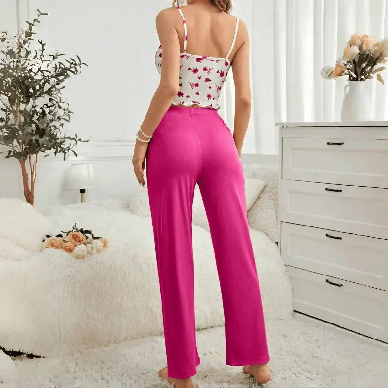 Two Piece Sets Womens Outfits Summer 2024 New Pajama Tank Top Home Clothes Strap Pants Casual and Comfortable Vests Suit Female