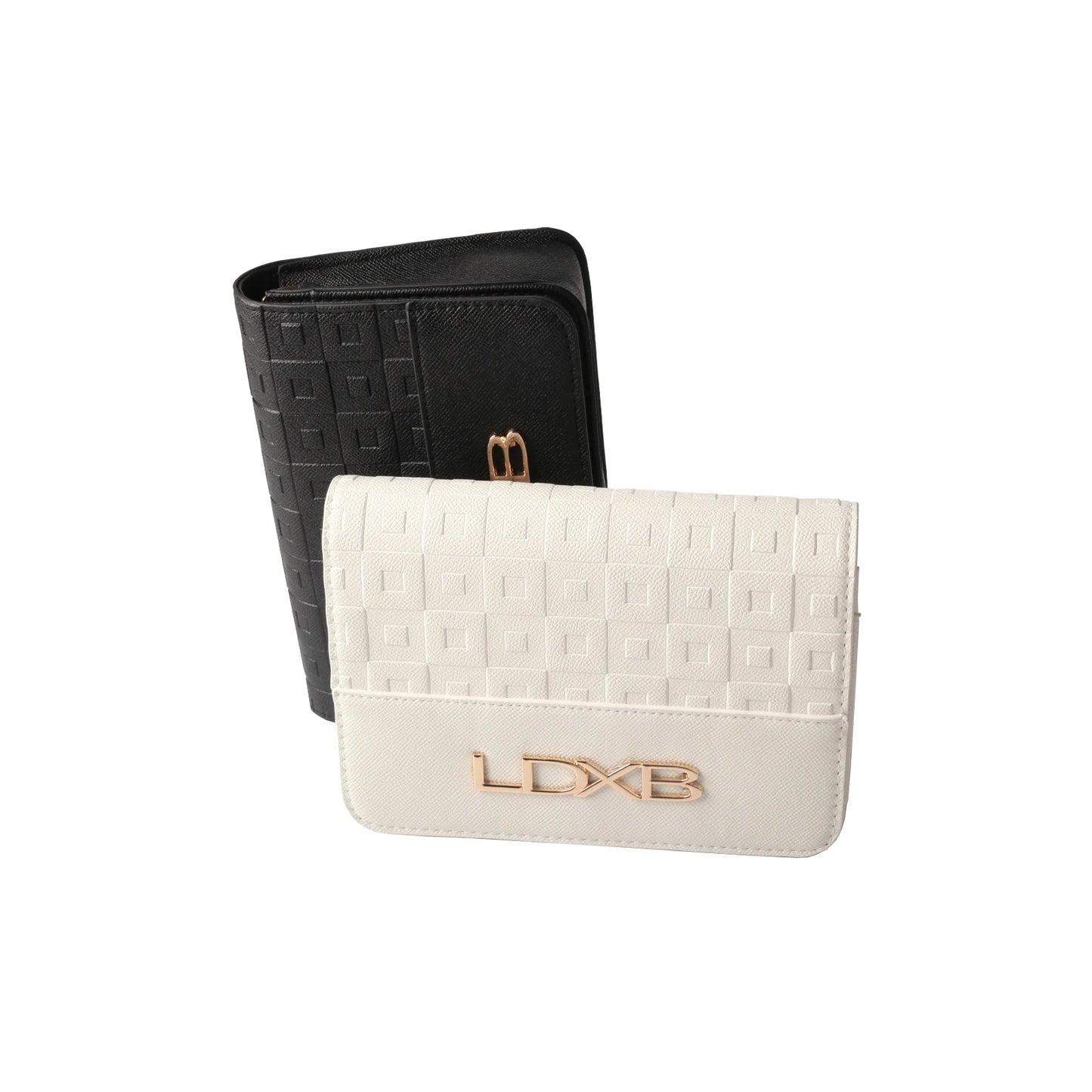 Square Letter Print Faux Crossbody Bag