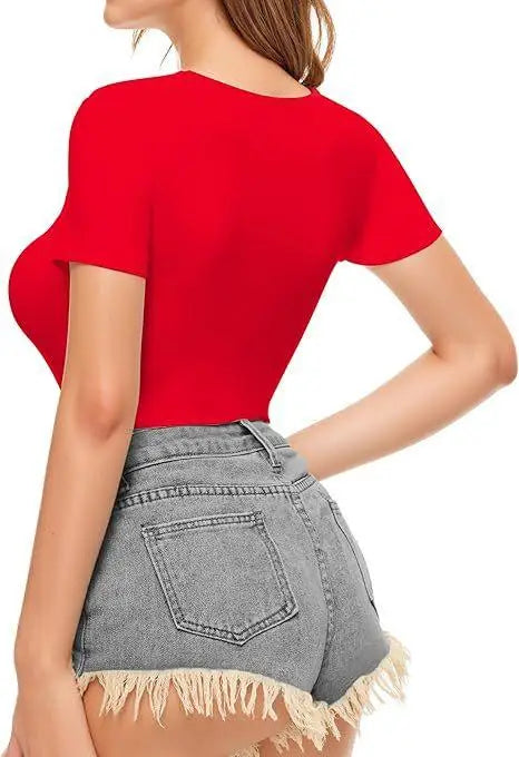 Seductive Tops Intricate Hollow Lacework T-Shirt Figure Hugging RoundNeck Blouse Classic Comfortable SolidColor Shirt