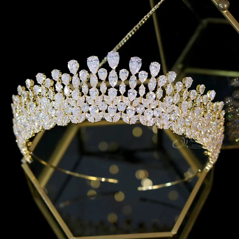 Elegant Full Crystal Bridal Wedding Crown for Women