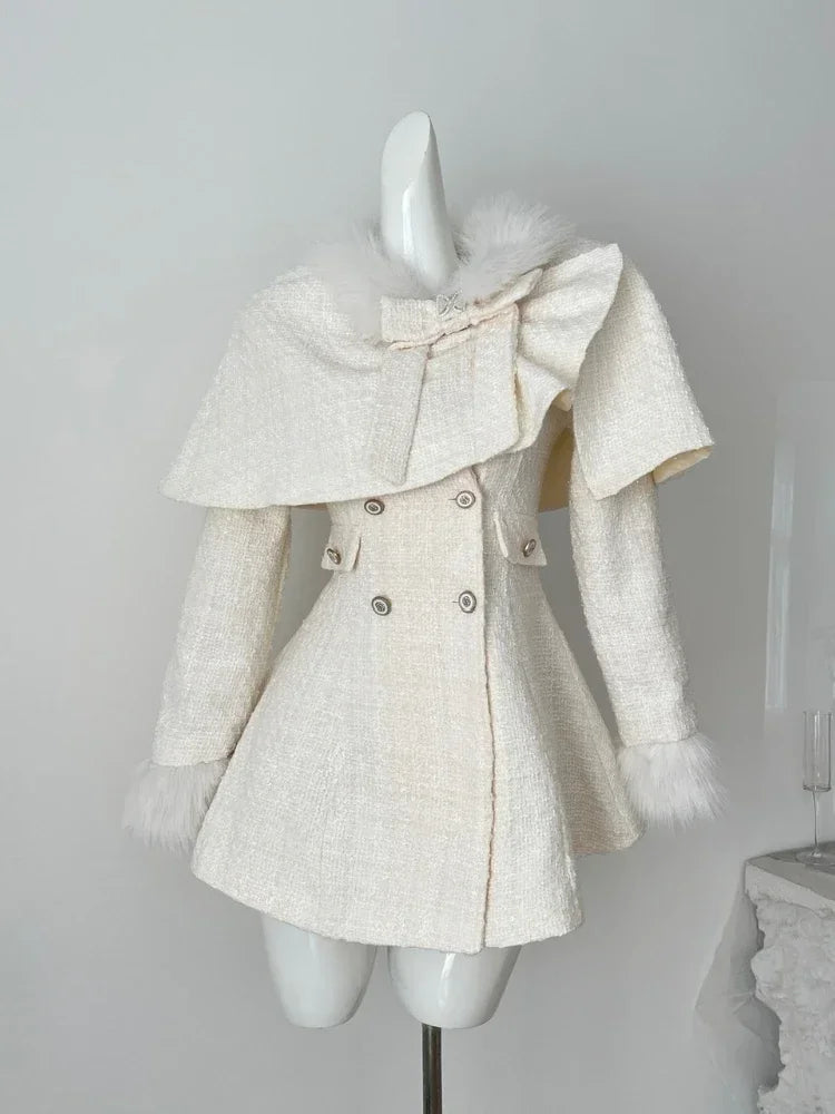 Elegant Bow Shawl Cape Two-Piece Set