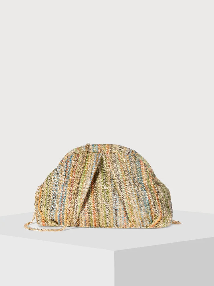 Ruched Glitter Rhinestones Clutch Bag