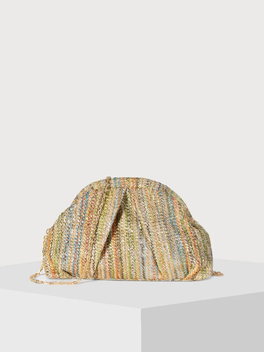 Ruched Glitter Rhinestones Clutch Bag