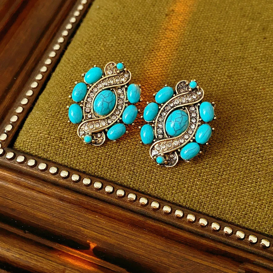 Blue Cross Necklace And Earrings Set