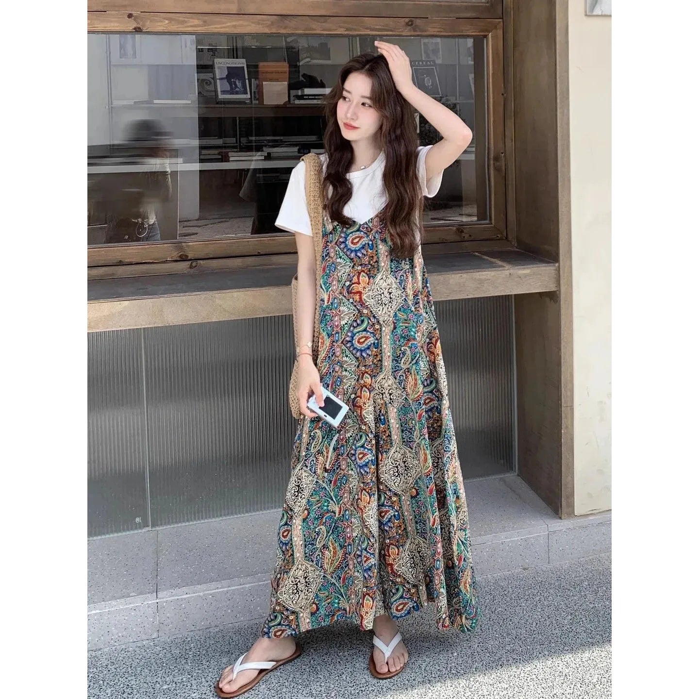 Vintage Bohemian Printed Wide Leg Casual Jumpsuit For Women