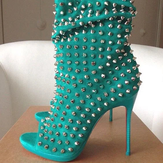 Luxurious Studded Leather Zip Ankle Boots for Women