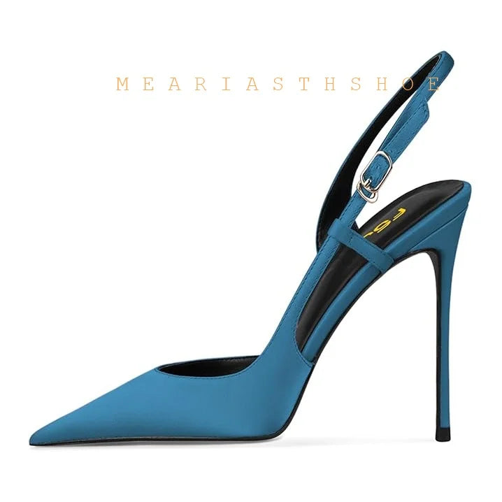 Black Lace Mesh Pointed Toe Side Open Slim High Heel Sandals For Women
