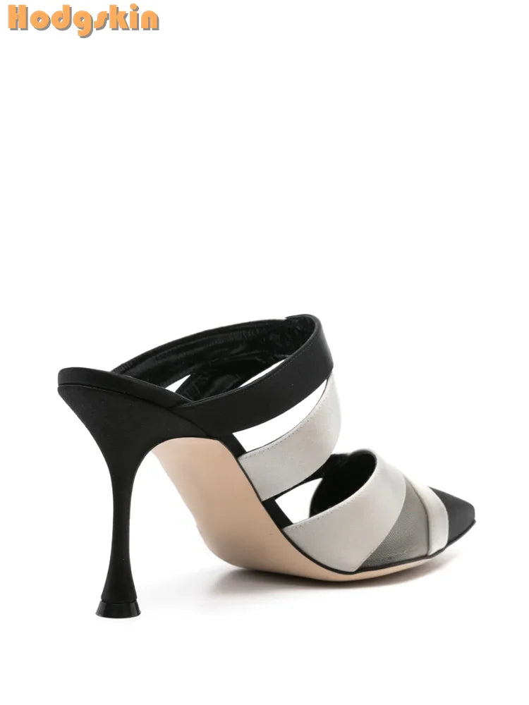 Satin Cross Tie Pointed Toe Stiletto Heels for Women