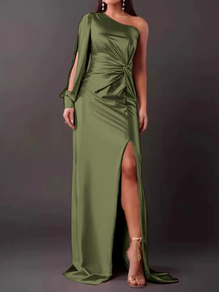 Elegant One Shoulder Backless Maxi Dress for Women