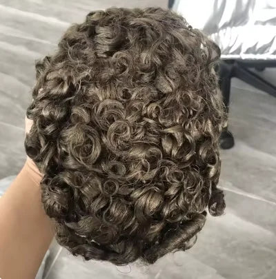Curly Blonde Lace Front Human Hair Toupee for Women