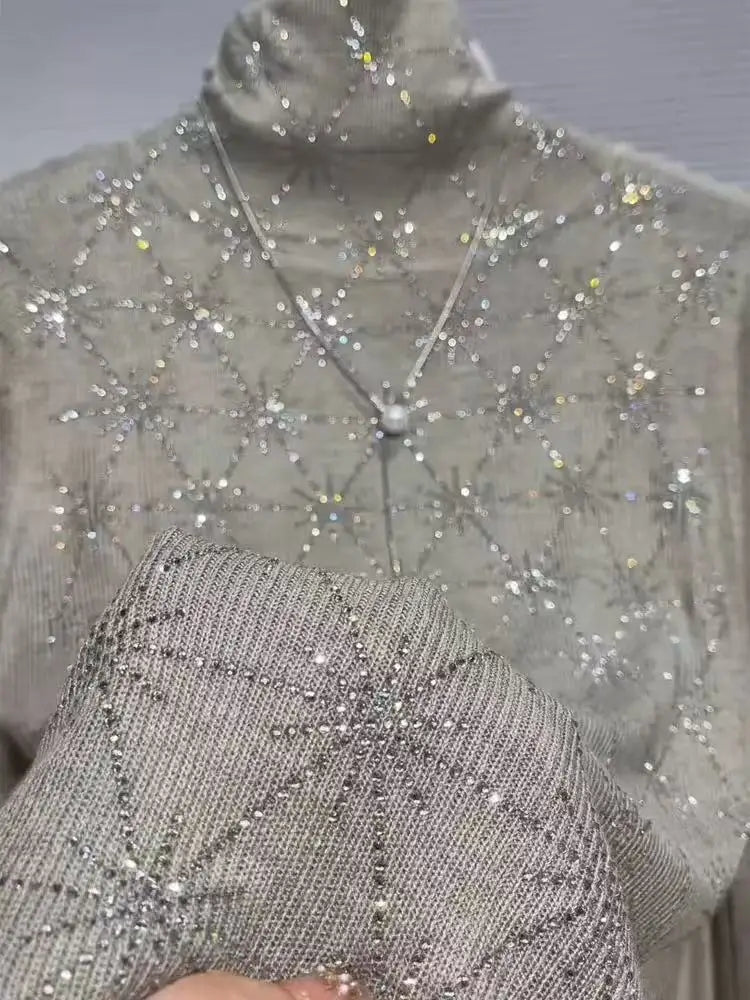 Sequined Turtleneck Sweater