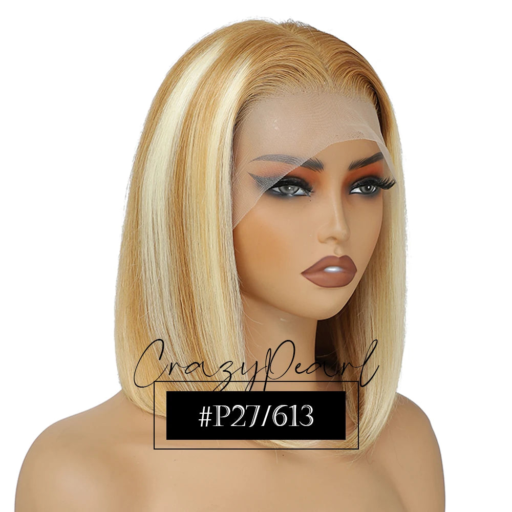 Short Transparent Lace Human Hair Bob Wig for Women