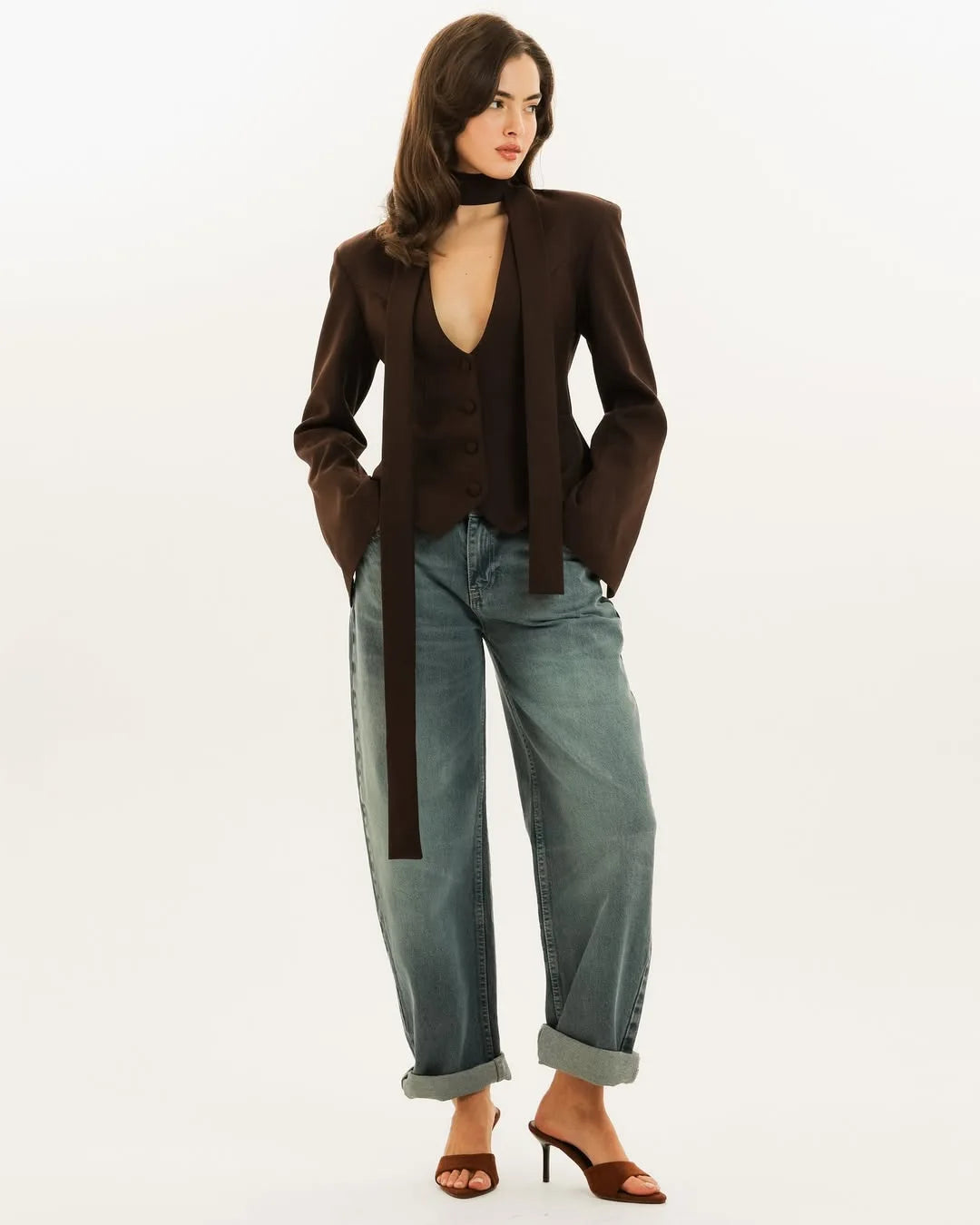 Elegant V Neck Long Sleeve Blazer Jacket for Women