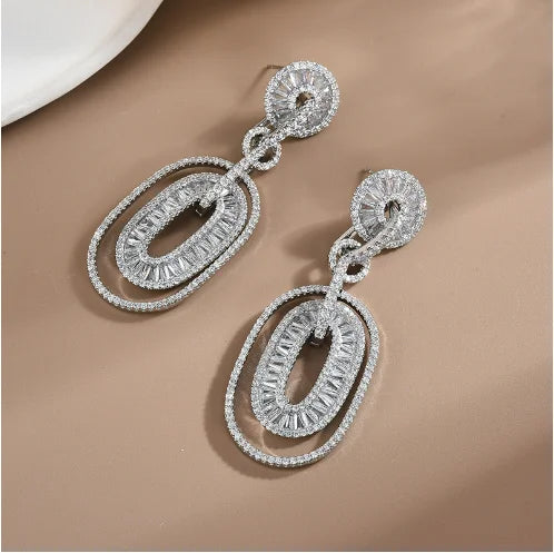 Geometric Zircon Drop Earrings