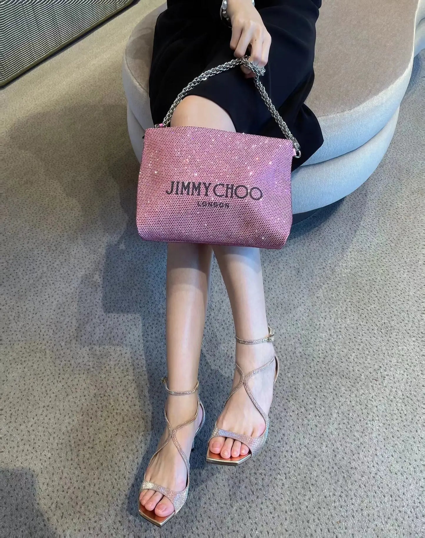 Sequined Cross Strap Sandals With Square Toe For Women