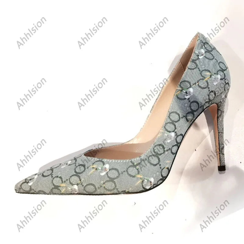 Light Blue Pointed Toe Super High Stiletto Pumps for Women