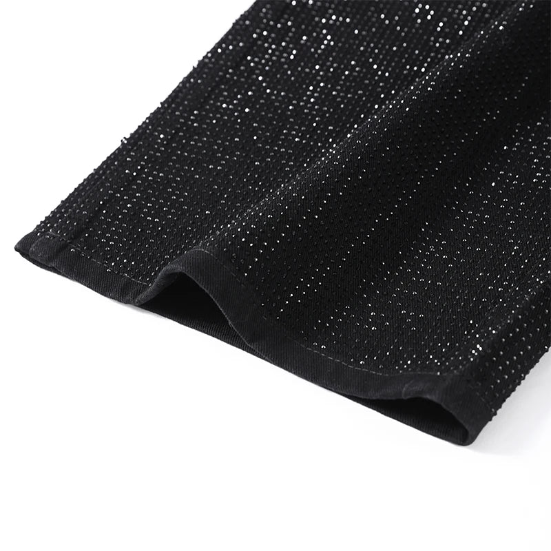 Sequined High Waist Wide Leg Pants with Pockets for Women