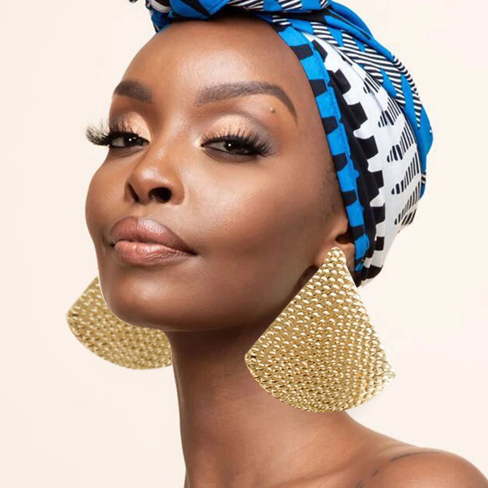 Fashion Jewelry Big Gold Color Round Geometric Earrings Dangle Drop Earrings For Women African Wedding Party Gifts
