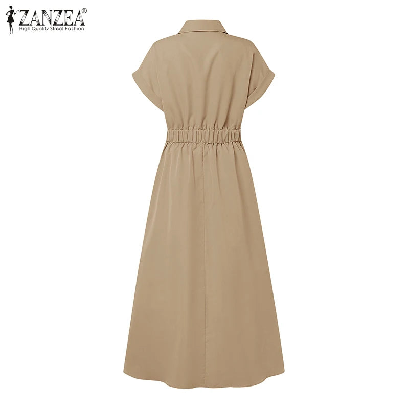 Collared Button Front Maxi Shirt Dress