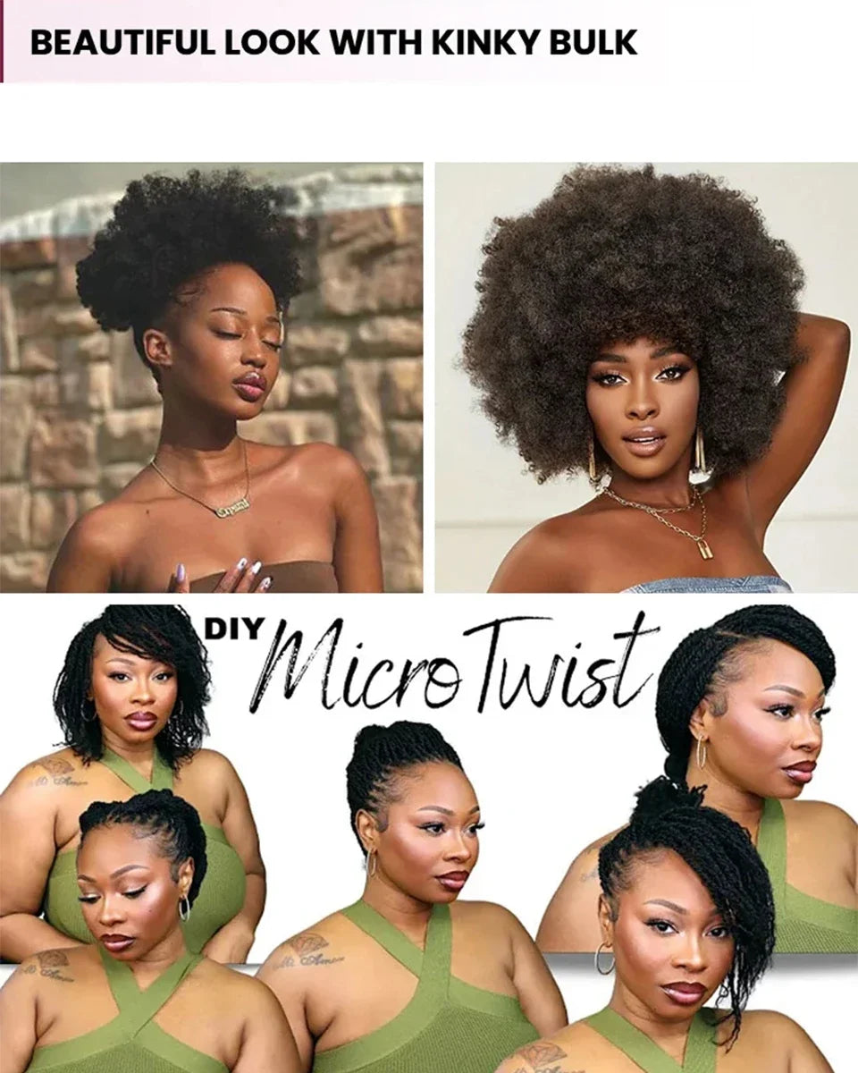 Afro Kinky Human Hair Twist Braiding Bulk for Women