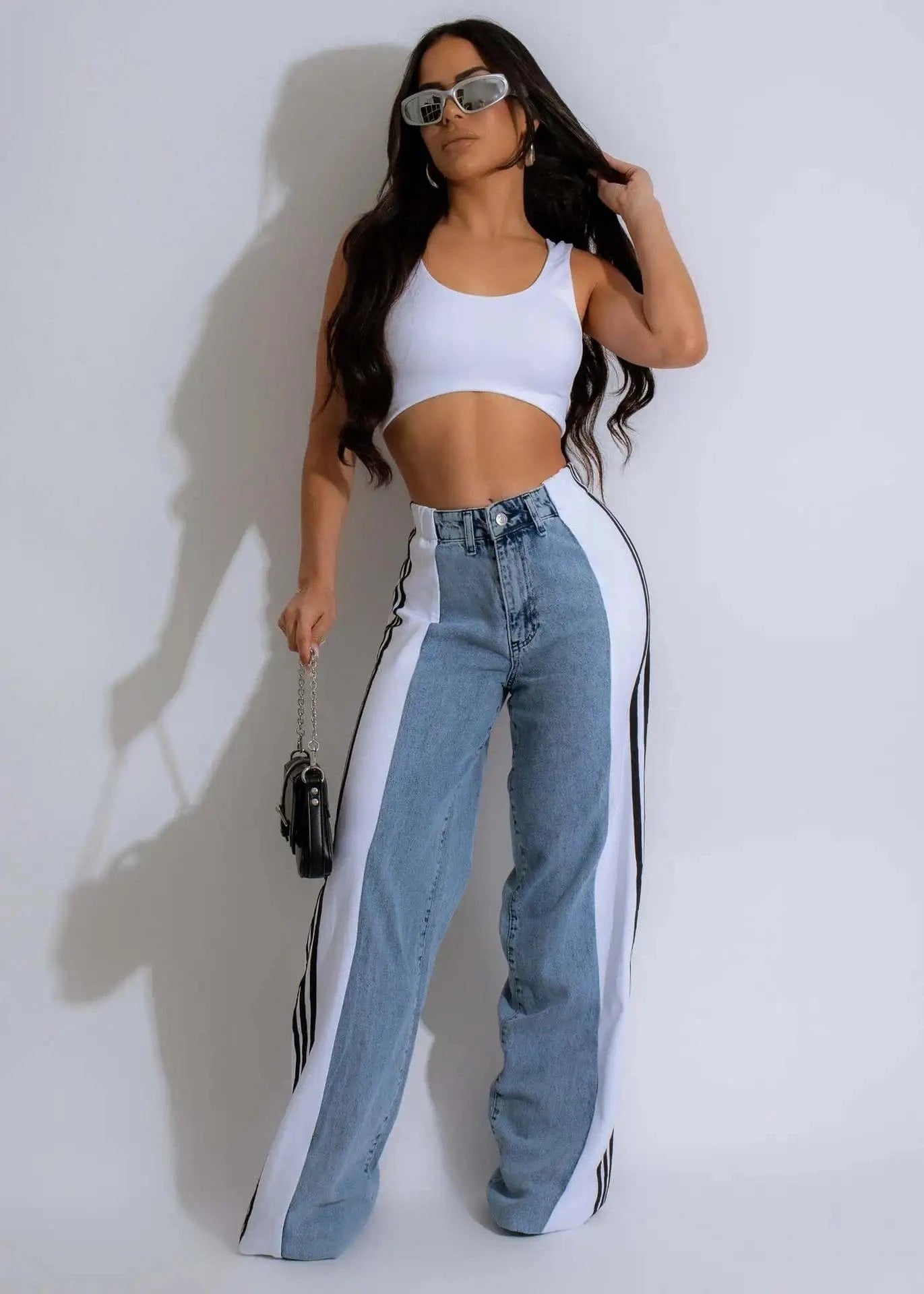Wide Leg Jeans Cargo Pants Sexy Women High Waist Elegant Streetwear Denim Casual Straight Trousers