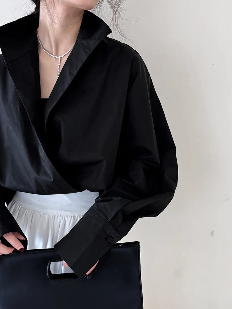 Batwing Sleeve Stand Collar Blouse