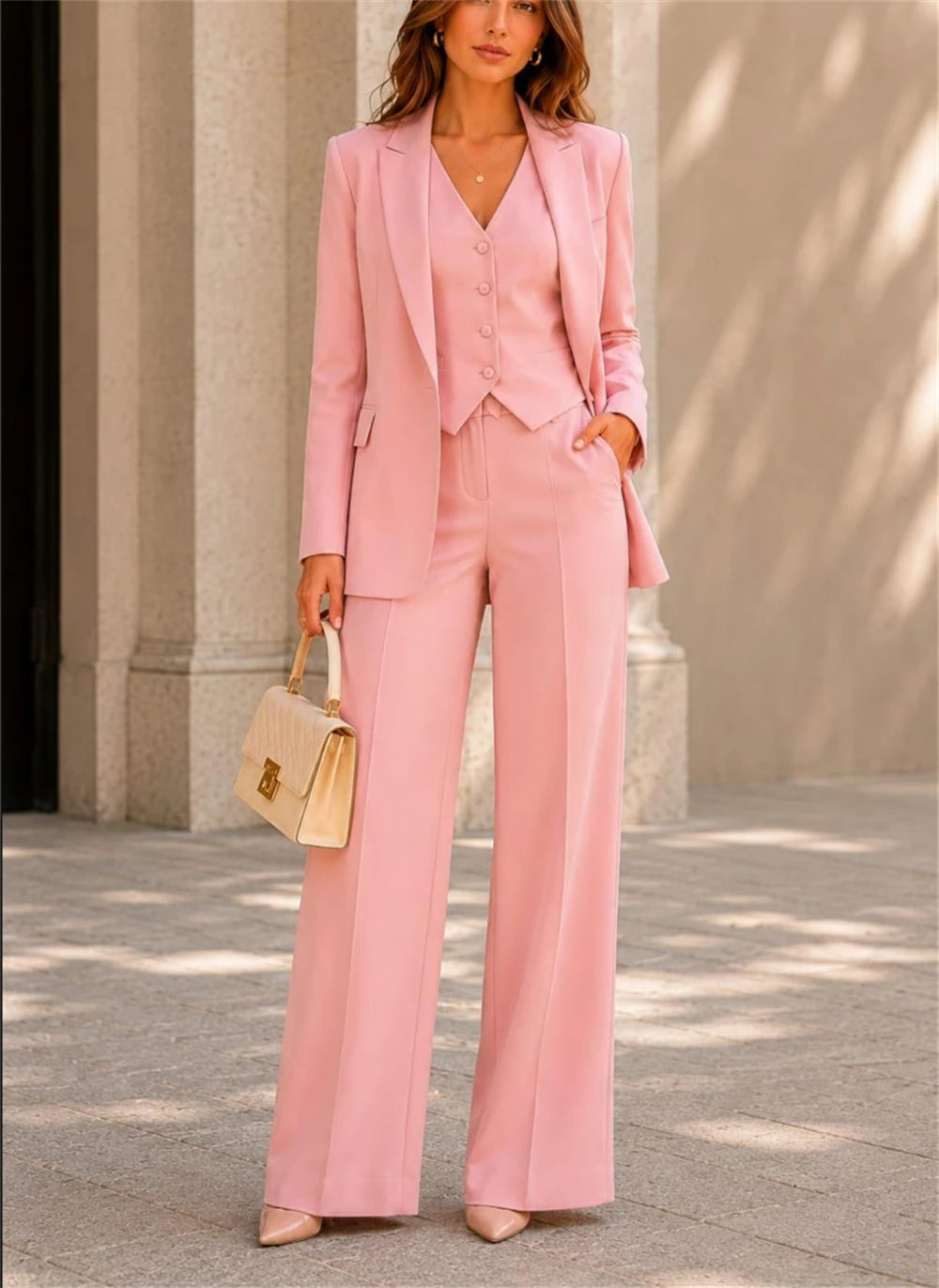 Pink Three Piece Stretch Suit