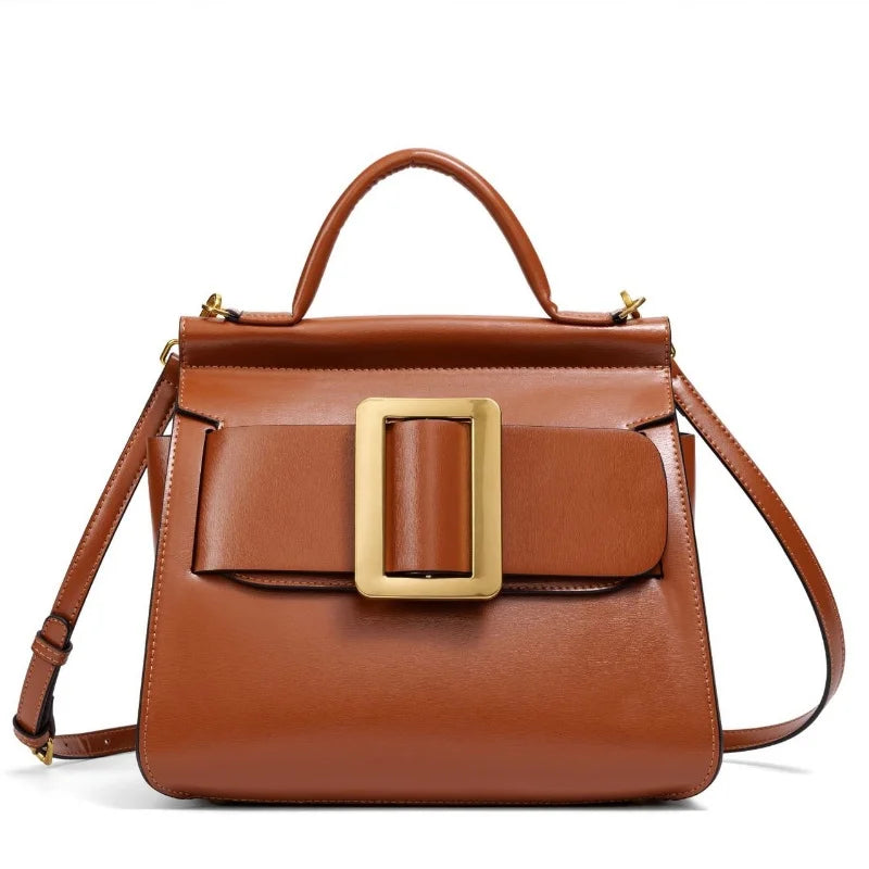 Structured Square Buckle Shoulder Bag