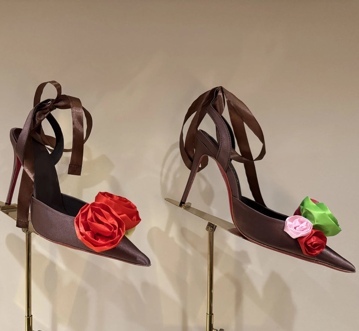 Rose Flower Pointed Toe High Heel Sandals for Women