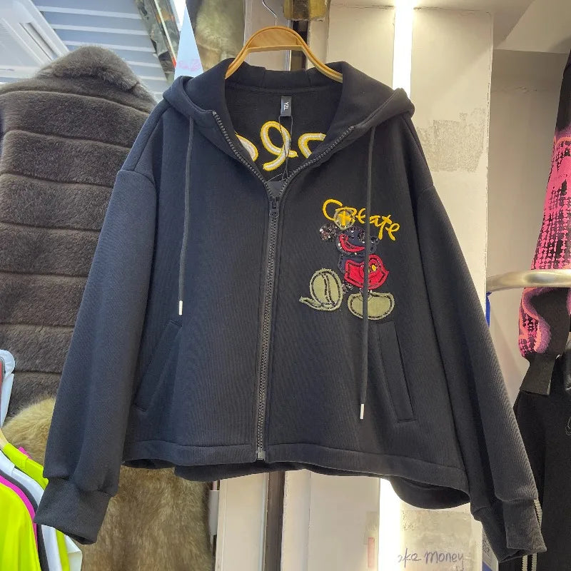 Cartoon Patch Hooded Sweatshirt
