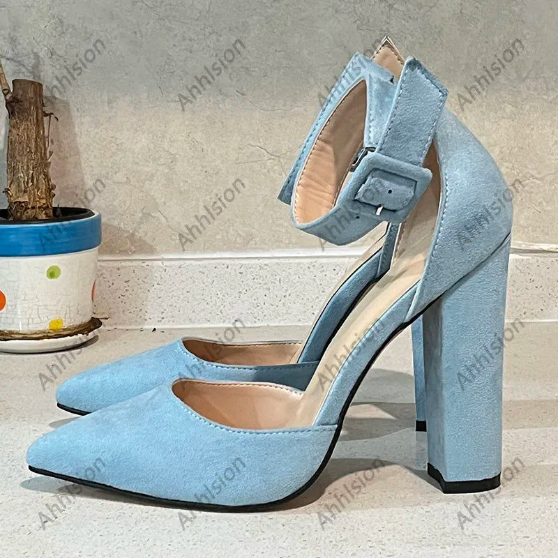 Elegant Faux Suede Pointed Toe High Heel Pumps For Women