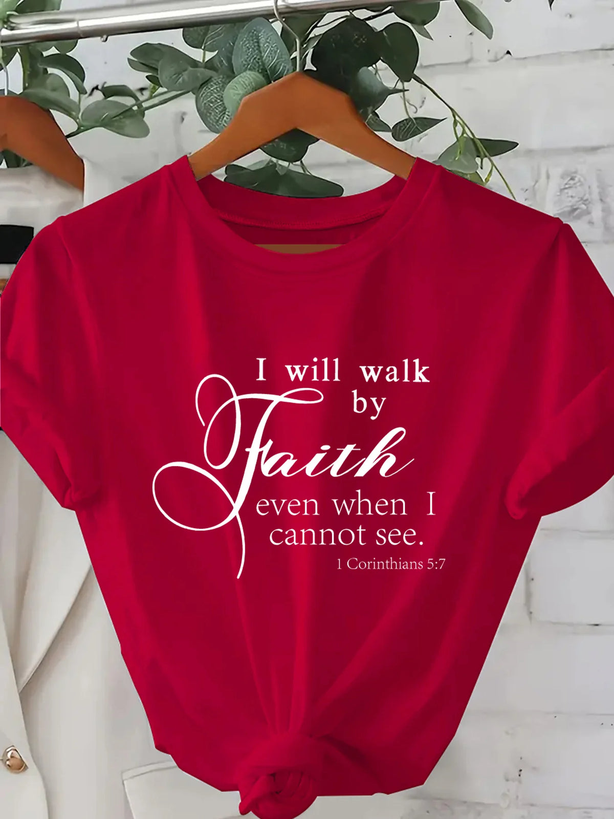 Walk By Faith Printed Pink Soft Casual Tee For Women