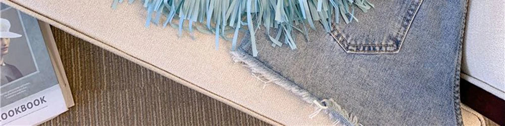Chic Blue Fringe Tassel Halter Summer Top for Women