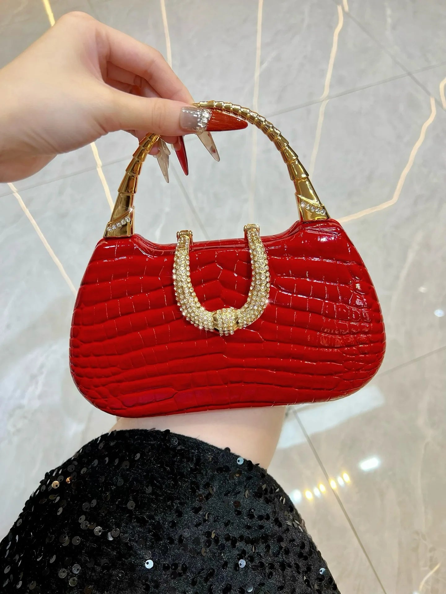 New Banquet Handbag Diamond-encrusted Fashion Dinner Women's Handbag High-quality Fashion Women's Shoulder Oblique Bag