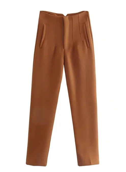 Solid Color Office Slim Fit Pencil Pants for Women
