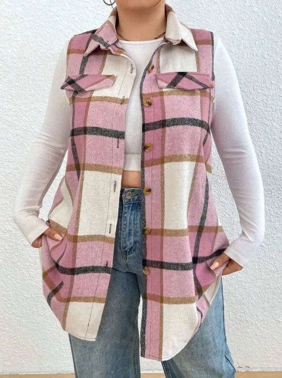 Plaid Sleeveless Shirt