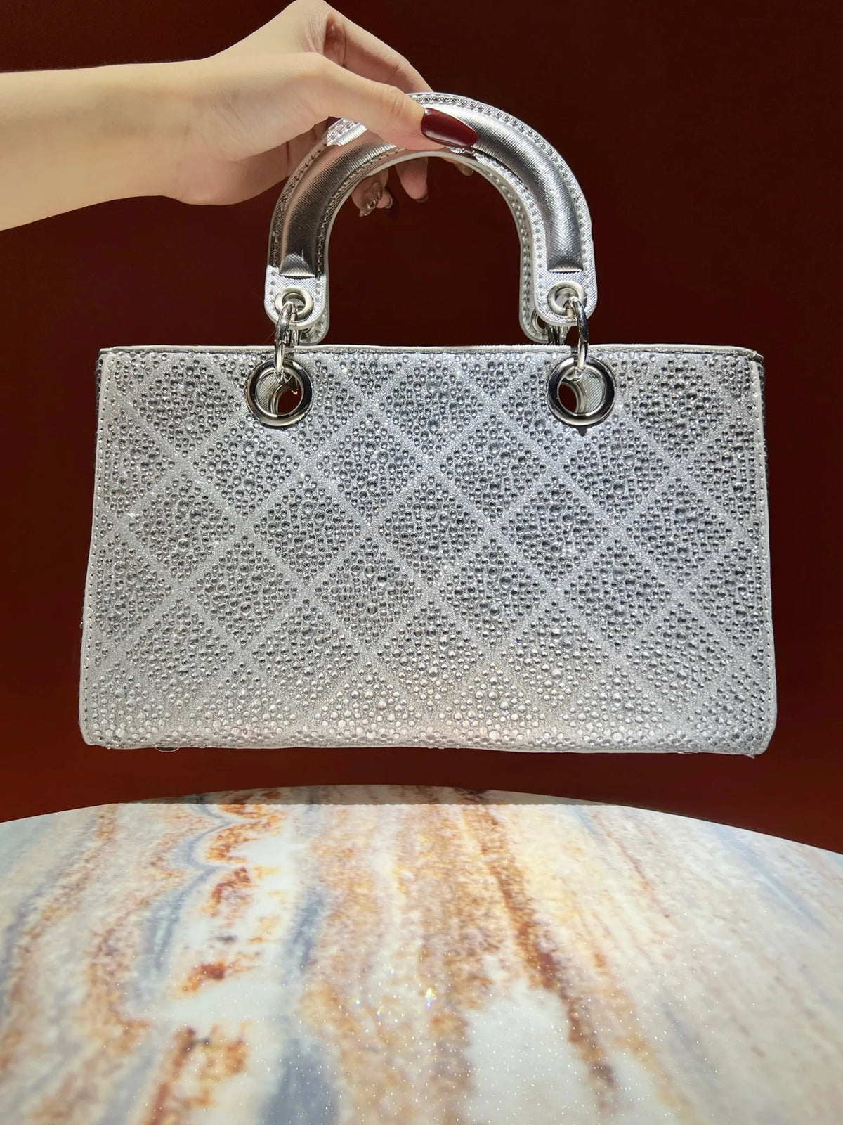 Rhinestone Party Handbag With Messenger Strap for Women