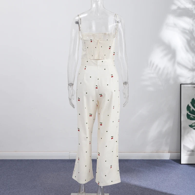 Striped Patchwork Vest and Asymmetric Trousers Set for Women