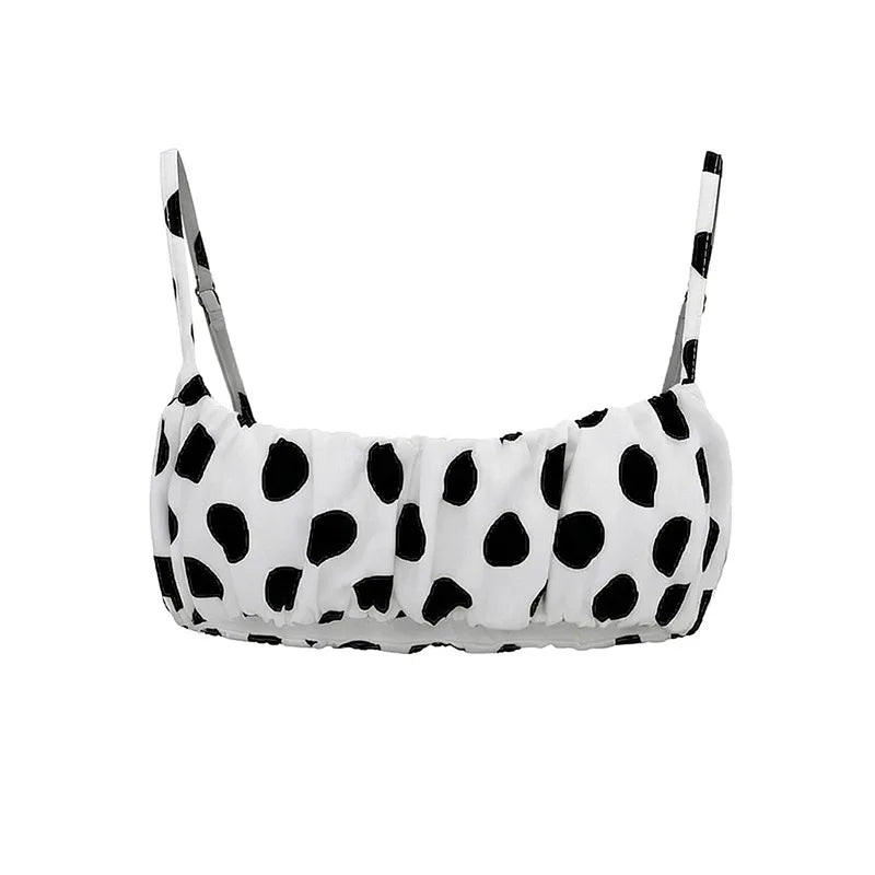 Polka Dot Spaghetti Strap Crop Top and Shorts Two Piece Set for Women