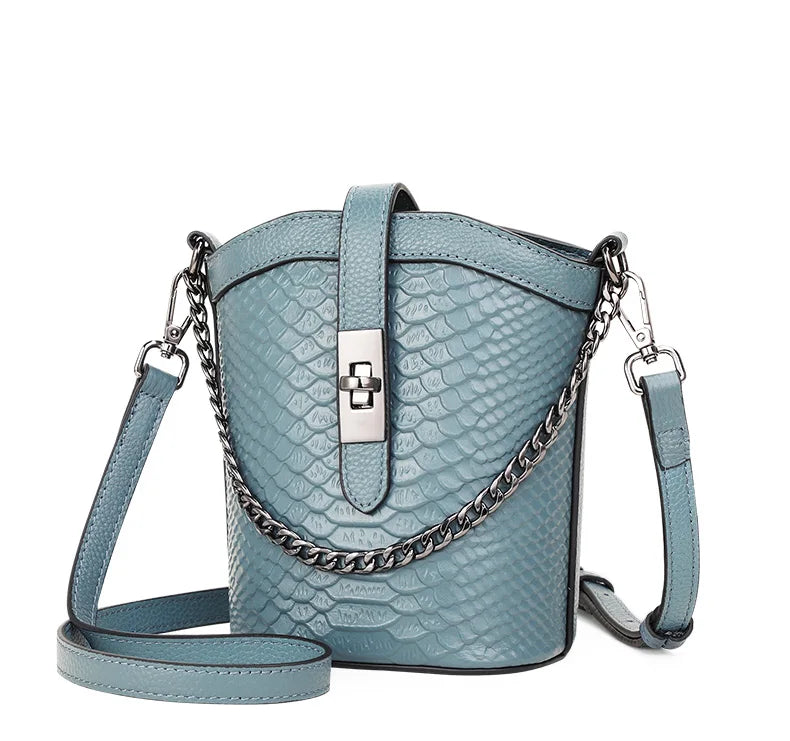 Genuine Leather Crocodile Pattern Crossbody Bag for Women