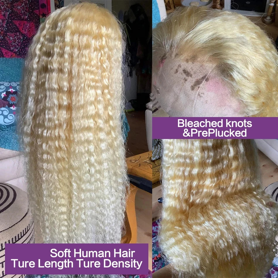 Honey Blonde Deep Wave Lace Front Human Hair Wig for Women