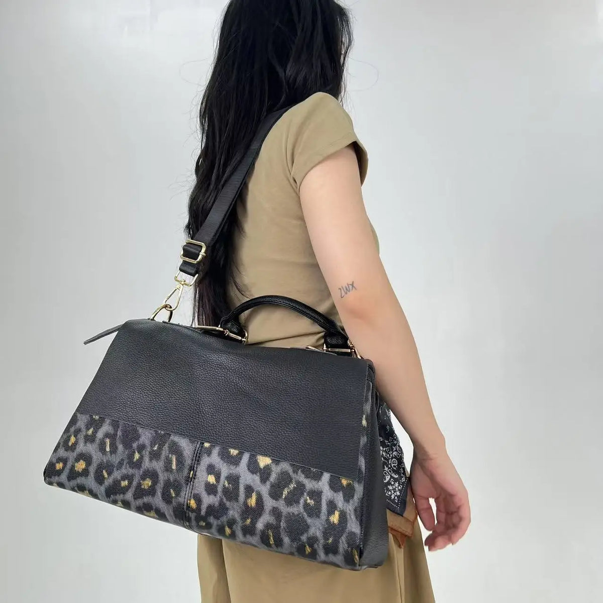 Leopard Print Large Capacity Shoulder Tote Bag for Women