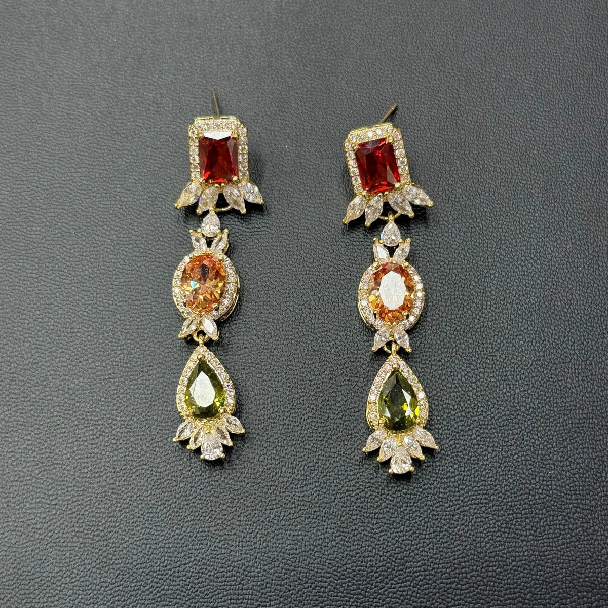Colorful Zircon Earring and Necklace Jewelry Set for Women